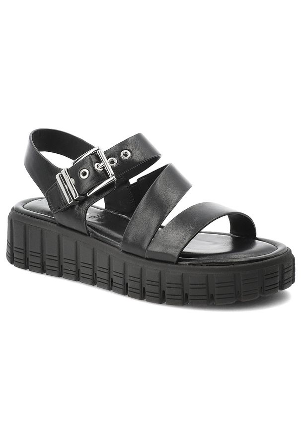 Sandały damskie Tamaris, cholewka ze skóry ekologicznej zapinane na rzep masywna podeszwa, czarne, 1-28233-46 001. Zapięcie: rzepy. Kolor: czarny. Materiał: skóra ekologiczna