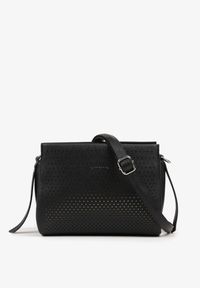 Born2be - Czarna Elegancka Torebka Listonoszka z Klapą Idemessa. Kolor: czarny. Styl: elegancki