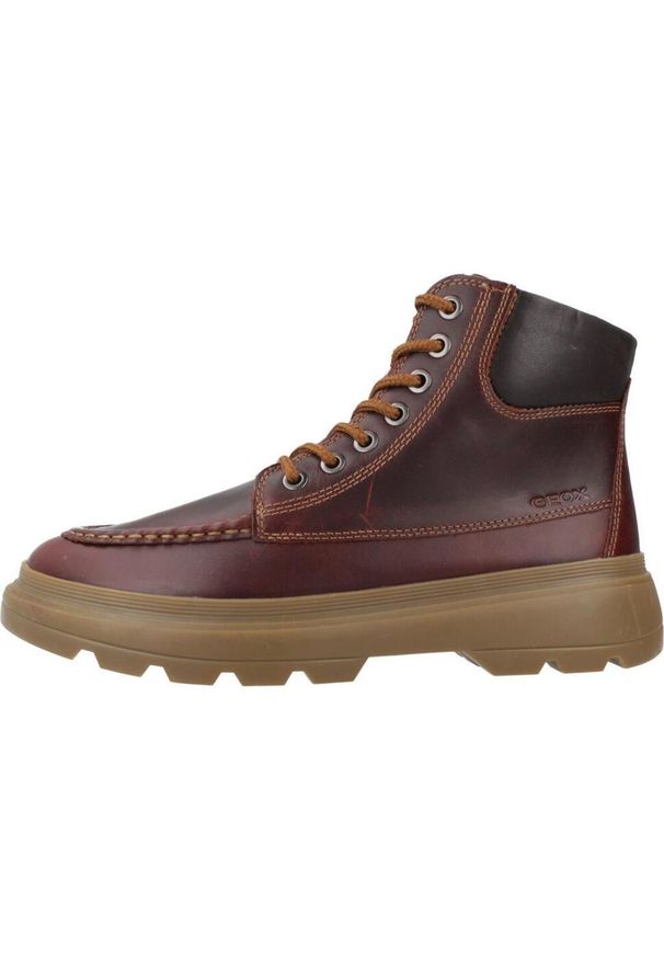 Geox - Buty GEOX J KIDDARTAH BOY Bordeaux. Kolor: czerwony, brązowy, wielokolorowy. Materiał: syntetyk, tkanina, skóra. Sport: turystyka piesza
