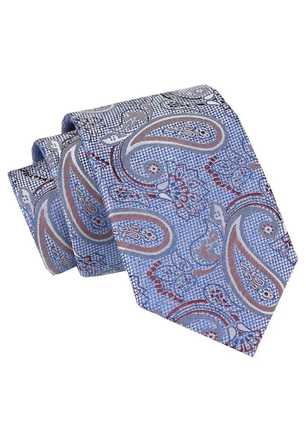 Męski Krawat Angelo di Monti - Niebieskie Tło, Wzór Paisley. Kolor: niebieski. Materiał: tkanina. Wzór: paisley. Styl: elegancki, wizytowy