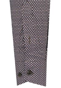 Taliowana Koszula Męska - Victorio - Drobny Wzór, Brązowa. Kolor: brązowy, beżowy, wielokolorowy. Materiał: elastan, bawełna. Styl: elegancki #3