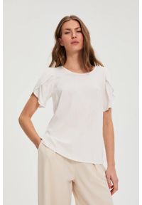 MOODO - Gładka koszula biała. Kolor: biały. Materiał: poliester. Wzór: gładki #1