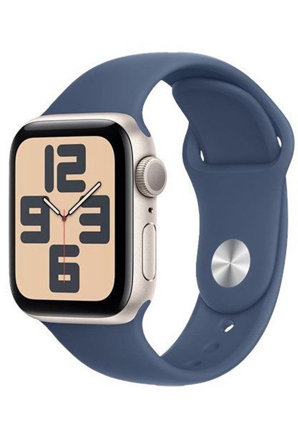 APPLE - Apple Watch SE (2024) GPS 40mm Silver Aluminium Case with Denim Sport Band - S/M. Materiał: denim. Styl: sportowy