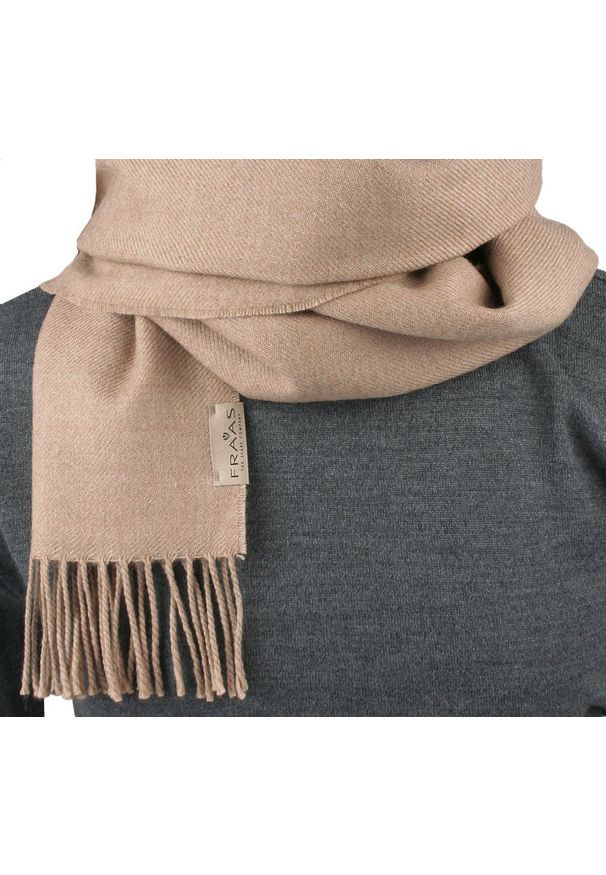 Wełniany Szalik Męski - V. Fraas - Jasny Karmel. Kolor: brązowy, wielokolorowy, beżowy. Materiał: wełna. Sezon: lato, zima. Styl: elegancki, klasyczny