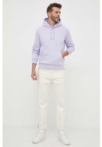 Polo Ralph Lauren bluza męska kolor fioletowy z kapturem gładka. Typ kołnierza: kaptur, polo. Kolor: fioletowy. Wzór: gładki #2