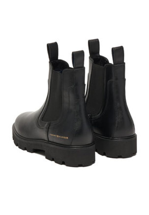 TOMMY HILFIGER - Tommy Hilfiger Sztyblety Lthr Low Chelsea FW0FW08775 Czarny. Kolor: czarny. Materiał: skóra