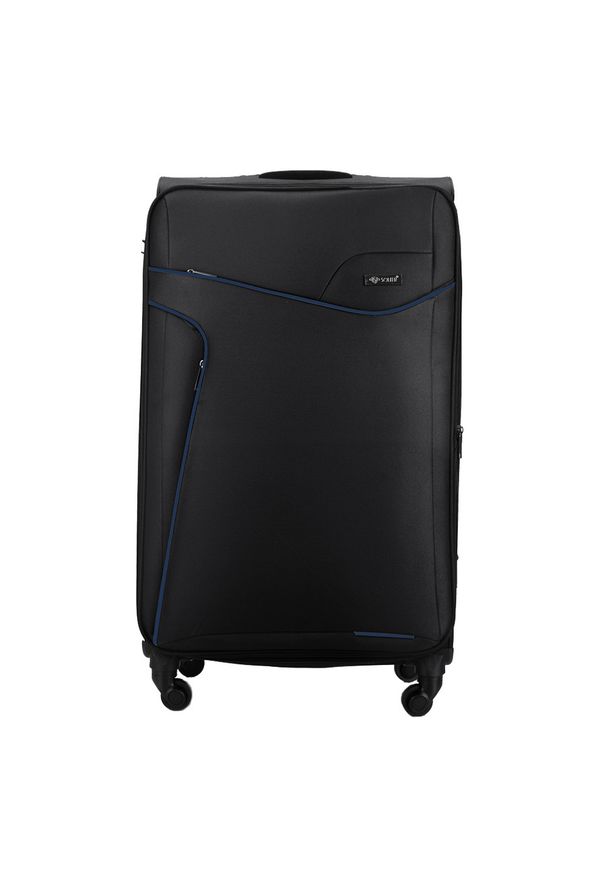 Średnia walizka miękka M Solier STL1651 czarno-niebieska. Kolor: czarny, wielokolorowy, niebieski. Materiał: materiał
