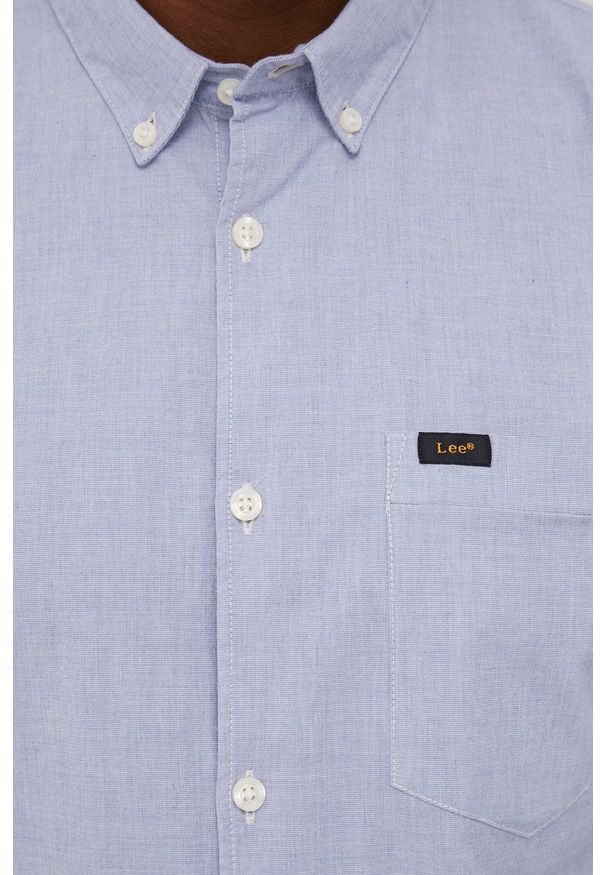 Lee koszula męska slim z kołnierzykiem button-down. Typ kołnierza: button down. Kolor: niebieski. Materiał: bawełna, tkanina