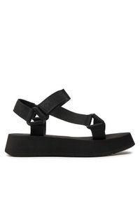 Calvin Klein Jeans Sandały Sandal Velcro Webbing In Mtl YW0YW01480 Czarny. Kolor: czarny. Materiał: materiał