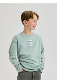 Reserved - Koszulka longsleeve - jasnoniebieski. Kolor: niebieski. Materiał: dzianina, bawełna. Długość rękawa: długi rękaw #1