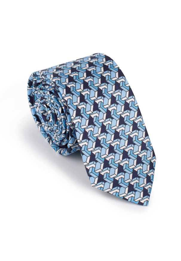 Wittchen - Krawat jedwabny wzorzysty niebiesko-biały. Kolor: biały, wielokolorowy, niebieski. Materiał: jedwab. Styl: klasyczny, elegancki