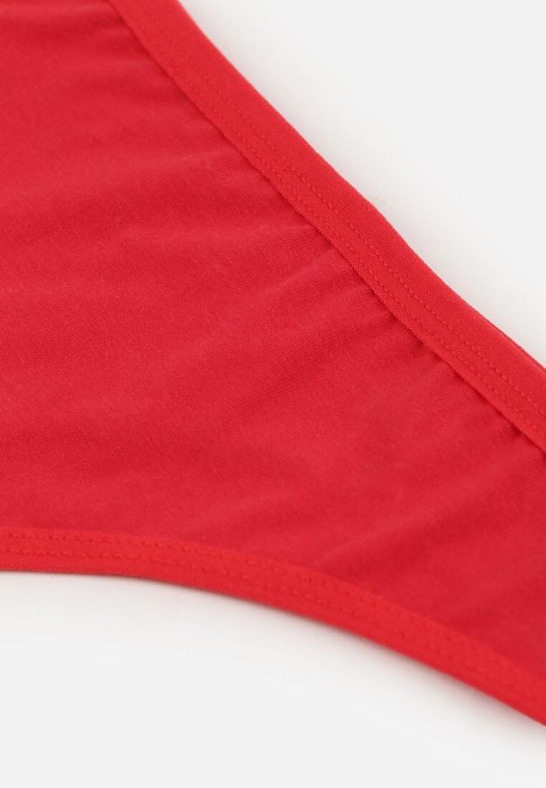 Renee - Czerwone Gładkie Majtki Stringi z Bawełną Chrysile. Kolor: czerwony. Materiał: bawełna. Wzór: gładki