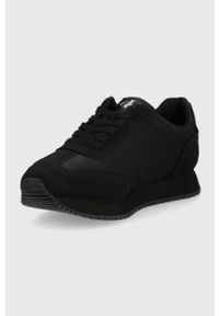 Calvin Klein Jeans sneakersy kolor czarny. Nosek buta: okrągły. Zapięcie: sznurówki. Kolor: czarny. Materiał: skóra, poliester