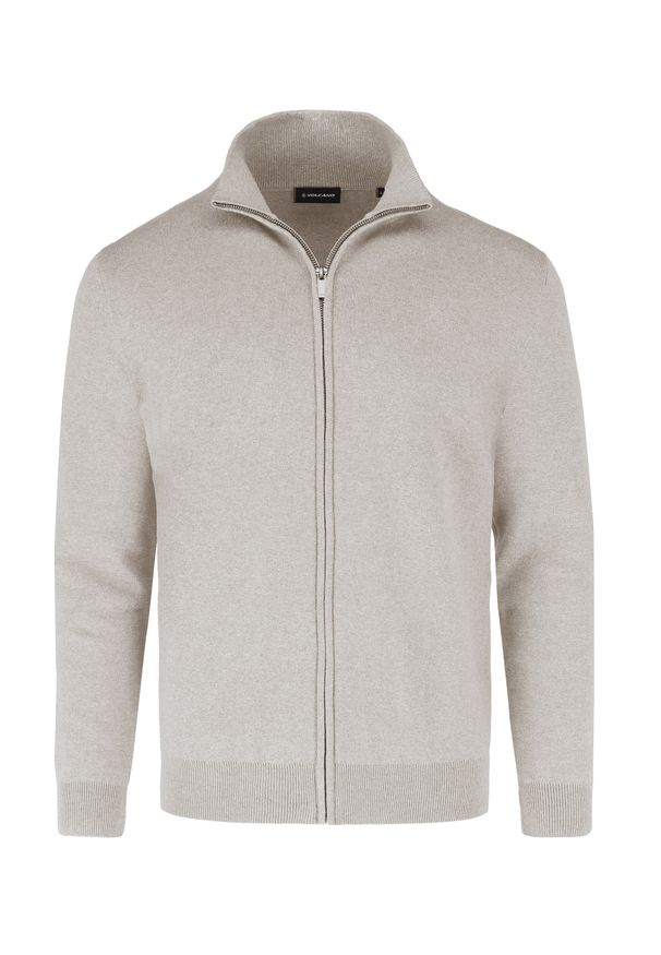 Volcano - Rozpinany sweter S-NATAN. Typ kołnierza: kołnierzyk stójkowy, golf. Kolekcja: plus size. Kolor: kremowy. Materiał: poliamid, wiskoza, materiał. Długość: długie. Styl: klasyczny