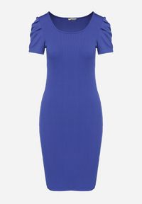 Born2be - Niebieska Sukienka o Dopasowanym Kroju z Bufiastymi Rękawami Aravitia. Okazja: na co dzień. Kolor: niebieski. Typ sukienki: proste, dopasowane. Styl: casual #7
