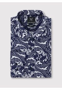 Pako Lorente - PAKO LORENTE – Granatowa koszula w oryginalny wzór. Okazja: na co dzień. Kolor: niebieski. Styl: casual #4