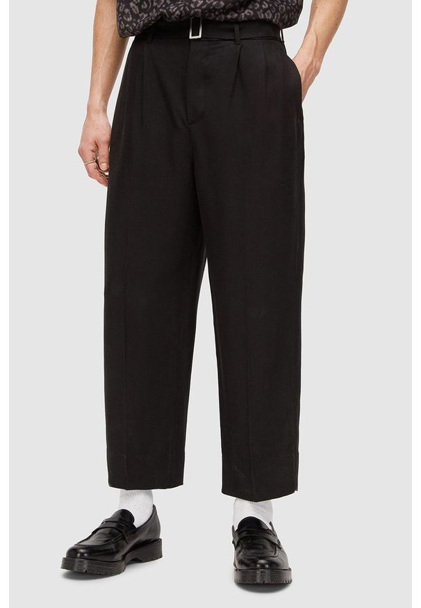 AllSaints spodnie męskie kolor czarny w fasonie chinos. Kolor: czarny