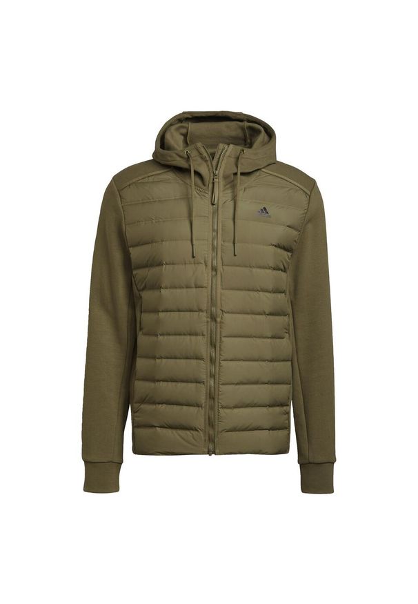 Adidas - Kurtka Varilite Hybrid. Kolor: zielony. Materiał: puch. Sport: piłka nożna