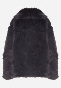 Born2be - Granatowa Dwurzędowa Kurtka Futerko o Fasonie Oversize Asinella. Okazja: na spacer, na randkę, na co dzień. Kolor: niebieski. Materiał: futro. Styl: casual #2