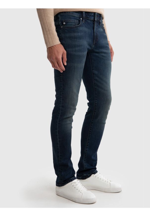 Big-Star - Jeansy męskie dopasowane granatowe Terry 563. Okazja: na co dzień. Kolor: niebieski. Styl: elegancki, casual