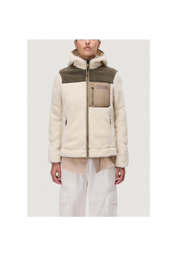 Napapijri - Bluza Kobieta NAPAPIJRI YUPIK OG H W. Typ kołnierza: kaptur. Kolor: beżowy. Materiał: poliester