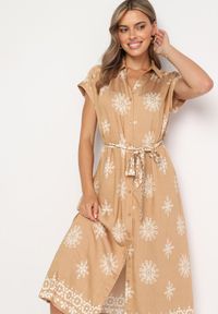 Born2be - Brązowa Sukienka z Wiskozą o Koszulowym Kroju Zapinana na Guziki Mivitia. Okazja: na spotkanie biznesowe, na spacer. Typ kołnierza: dekolt w kształcie V. Kolor: brązowy. Materiał: wiskoza. Typ sukienki: koszulowe. Styl: biznesowy, elegancki #7