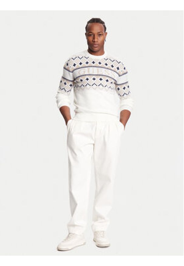 Guess Sweter M5BR61 Z4142 Écru Regular Fit. Materiał: syntetyk