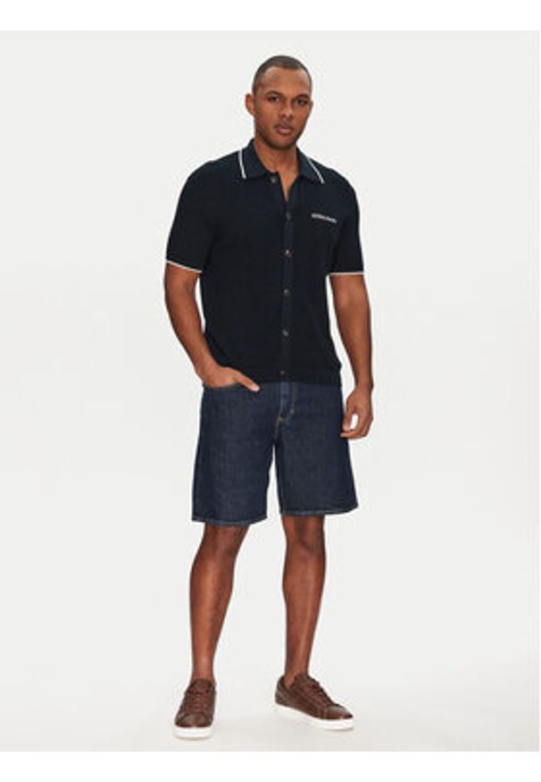 Guess Jeans Polo M5GR18 Z3HM1 Granatowy Regular Fit. Typ kołnierza: polo. Kolor: niebieski. Materiał: bawełna