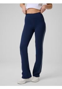 4f - 4F Legginsy z rozszerzanymi nogawkami damskie - granatowe L. Okazja: na spacer. Stan: podwyższony. Kolor: niebieski. Materiał: dzianina, bawełna, materiał. Sport: turystyka piesza #2