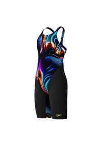 Strój kąpielowy startowy dla dziewczynek Speedo End Max OpenBack. Kolor: czarny, wielokolorowy