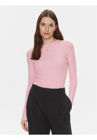 Tommy Jeans Bluzka Essential DW0DW17387 Różowy Slim Fit. Kolor: różowy. Materiał: bawełna