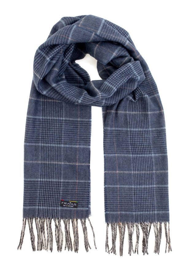 FRAAS - szale męskie - Niebieski szalik męski w kratę glencheck F3 - FRAAS Cashmink. Kolor: niebieski. Materiał: syntetyk, poliakryl, kaszmir, tkanina, skóra, wełna, materiał, włókno