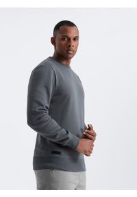 Ombre Clothing - Nierozpinana męska dresowa bluza BASIC – grafitowa V11 - Rozmiar: L. Okazja: na co dzień. Kolor: szary. Materiał: dresówka. Wzór: gładki. Styl: klasyczny, casual #4
