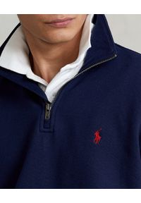 Ralph Lauren - RALPH LAUREN - Granatowa bluza z wysokim kołnierzem. Typ kołnierza: polo. Kolor: niebieski. Materiał: bawełna. Długość rękawa: długi rękaw. Długość: długie. Wzór: haft