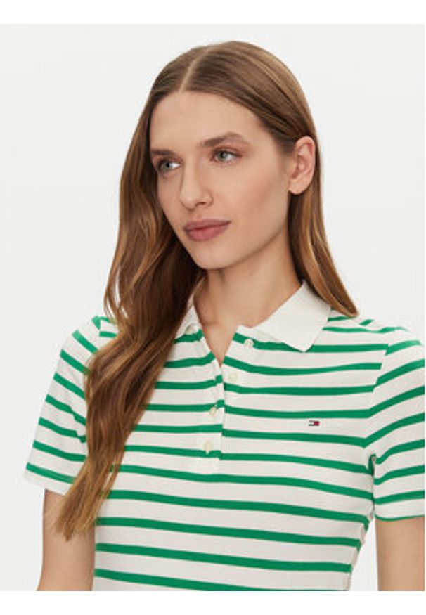 TOMMY HILFIGER - Tommy Hilfiger Polo 1985 WW0WW43225 Zielony Slim Fit. Typ kołnierza: polo. Kolor: zielony. Materiał: bawełna