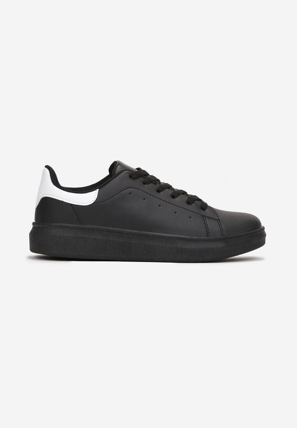 Renee - Czarno-Białe Klasyczne Sneakersy z Niską Cholewką Bibijane. Wysokość cholewki: przed kostkę. Kolor: czarny. Szerokość cholewki: normalna