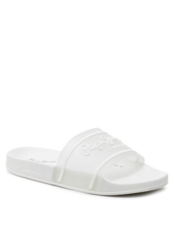 Pepe Jeans Klapki Slider Translucent W PLS70147 Biały. Kolor: biały. Materiał: syntetyk