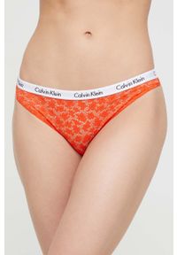 Calvin Klein Underwear brazyliany kolor pomarańczowy z koronki. Kolor: pomarańczowy. Materiał: koronka. Wzór: koronka #1