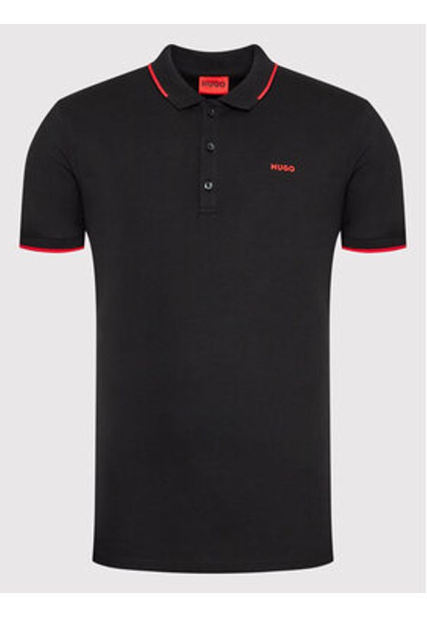 Hugo Polo Dinoso222 50467344 Czarny Slim Fit. Typ kołnierza: polo. Kolor: czarny. Materiał: bawełna