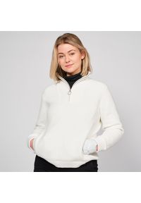 INESIS - Sweter do golfa damski Inesis MW500 wiatroszczelny. Typ kołnierza: golf. Kolor: biały. Materiał: bawełna, tkanina, poliester, materiał. Styl: sportowy