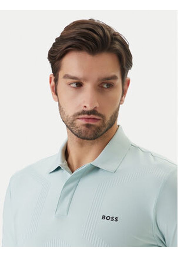 BOSS Polo Chip Hexa 50554561 Turkusowy Regular Fit. Typ kołnierza: polo. Kolor: turkusowy. Materiał: bawełna