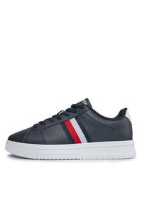 TOMMY HILFIGER - Tommy Hilfiger Sneakersy Supercup Lth Stripes Ess FM0FM04895 Granatowy. Kolor: niebieski. Materiał: skóra #6