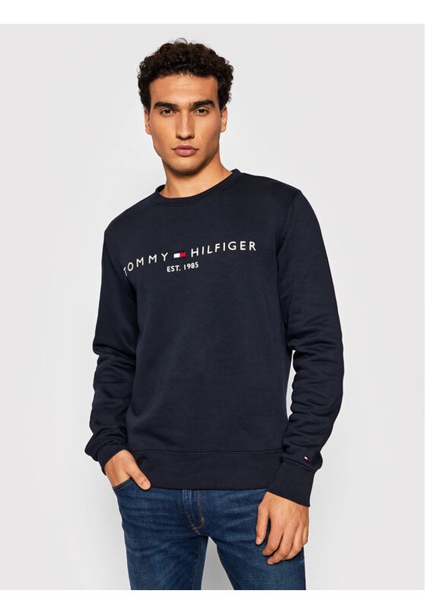 TOMMY HILFIGER - Tommy Hilfiger Bluza Logo MW0MW11596 Granatowy Regular Fit. Kolor: niebieski. Materiał: bawełna