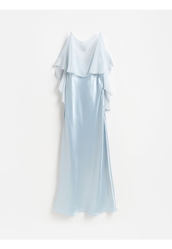Reserved - Sukienka maxi z narzutką - jasnoniebieski. Kolor: niebieski. Materiał: tkanina. Typ sukienki: proste. Długość: maxi