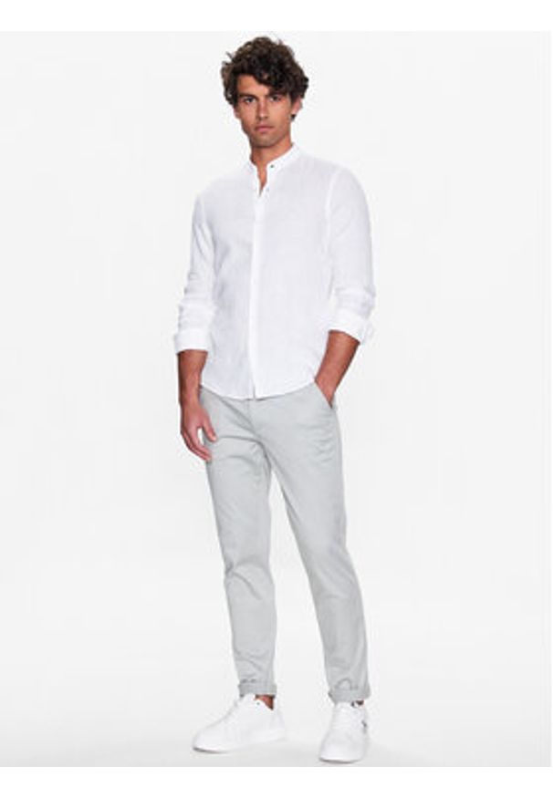 Calvin Klein Koszula K10K109511 Biały Slim Fit. Kolor: biały. Materiał: len