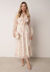 Born2be - Żółta Romantyczna Sukienka z Falbankami Wiązaniem i Wycięciami w Talii Rhelorin. Okazja: na co dzień. Typ kołnierza: kołnierz z falbankami. Kolor: żółty. Materiał: jeans, poliester. Styl: casual, klasyczny #3