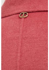 TwinSet - Twinset płaszcz wełniany kolor różowy przejściowy. Kolor: różowy. Materiał: wełna. Styl: klasyczny #3