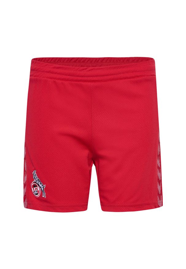 Hummel - Szorty na zewnątrz dla dziecka FC Cologne 2023/24. Kolor: różowy, czerwony, wielokolorowy. Długość: krótkie. Styl: młodzieżowy, sportowy