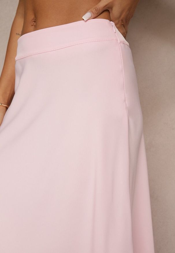 Renee - Różowa Casualowa Rozkloszowana Spódnica Dorilena. Okazja: na co dzień. Kolor: różowy. Materiał: tkanina. Styl: casual