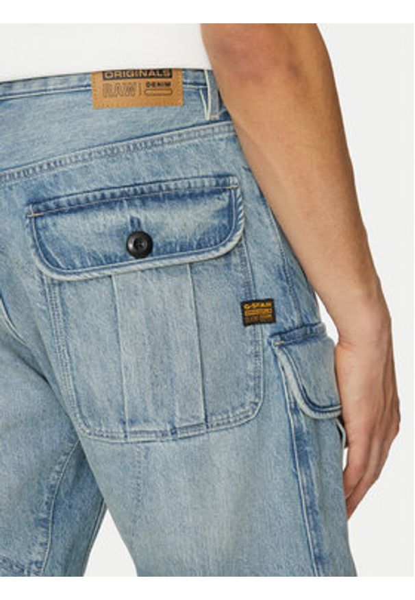 G-Star RAW - G-Star Raw Szorty jeansowe Bend 3D Cargo D26528-D788 H119 Błękitny Relaxed Fit. Kolor: niebieski. Materiał: bawełna